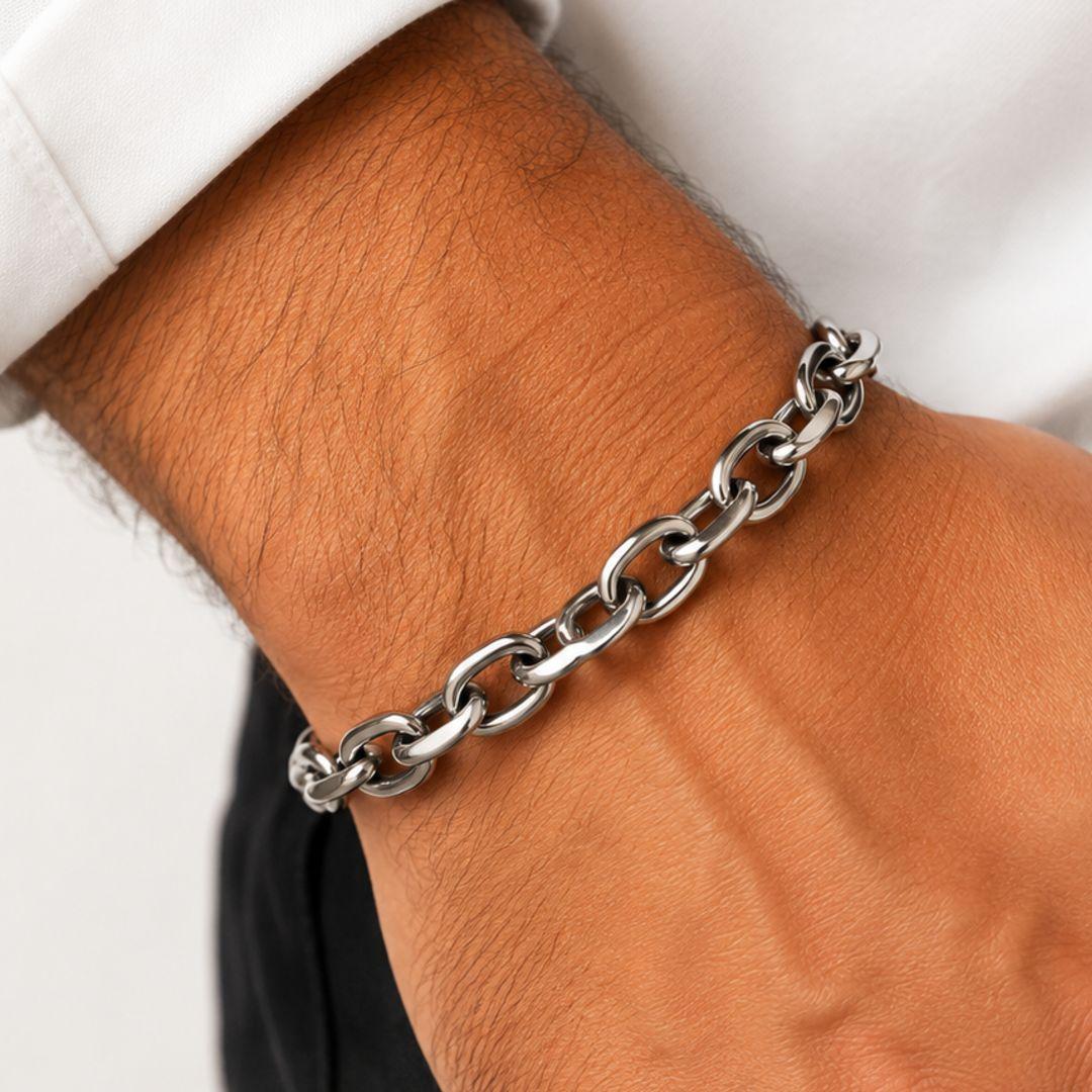 Pulseira Masculina Grossa Aço Inox